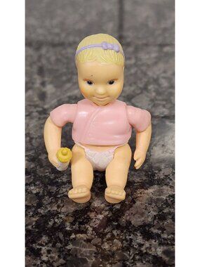 FISHER PRICE LOVING FAMILY DOLLHOUSE INFANT PINK BABY PURPLE HEADBAND DIAPER